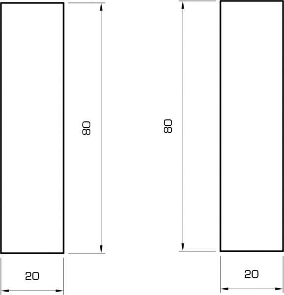Rechteckleiste kiefer 20x80 mm