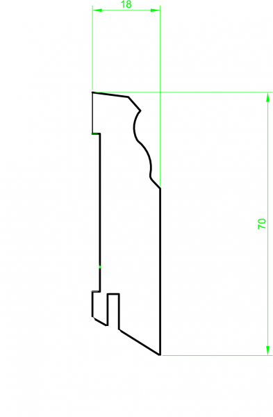 MDF Weiße Sockelleiste 70mm profiliert