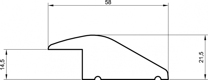 Ausgleichsprofil (Bull nose) buche 21,5x58mm