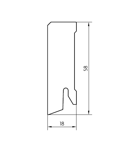 mdf weiße Sockelleiste 60mm gefast