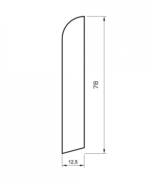 Sockelleiste massiv weiß 80mm gerundet