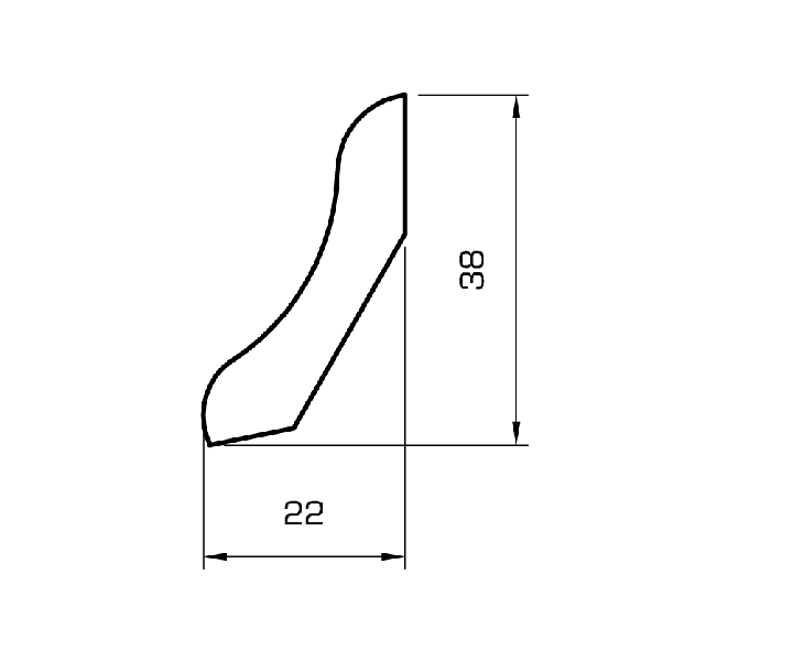 Sockelleiste eiche massiv 40mm geschwungen