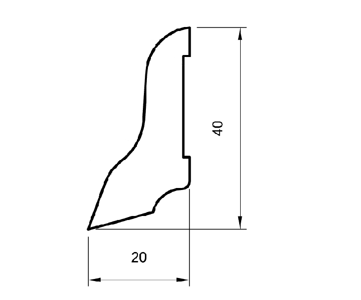 mdf Sockelleiste buche 40mm geschwungen