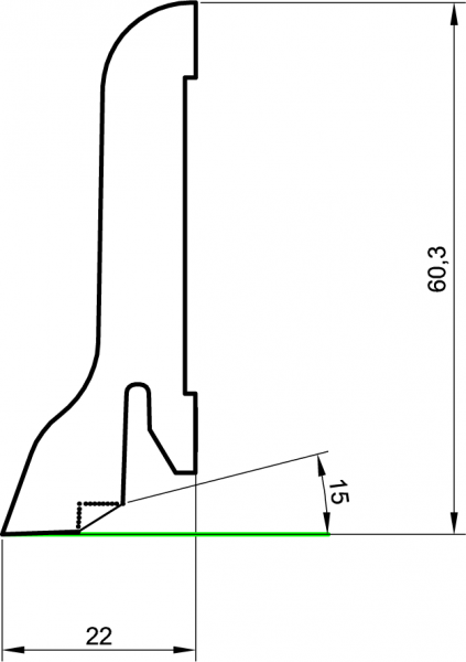 Furniersockelleiste buche 60mm geschwungen