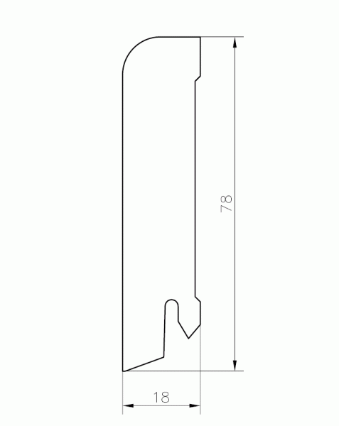 mdf weiße Sockelleiste 80mm gerundet