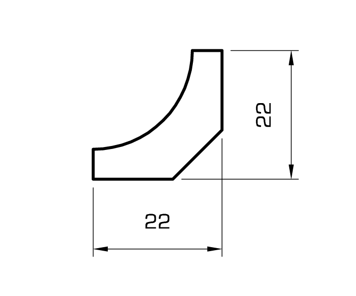 MDF Hohlkehlleiste weiß 22mm eckig