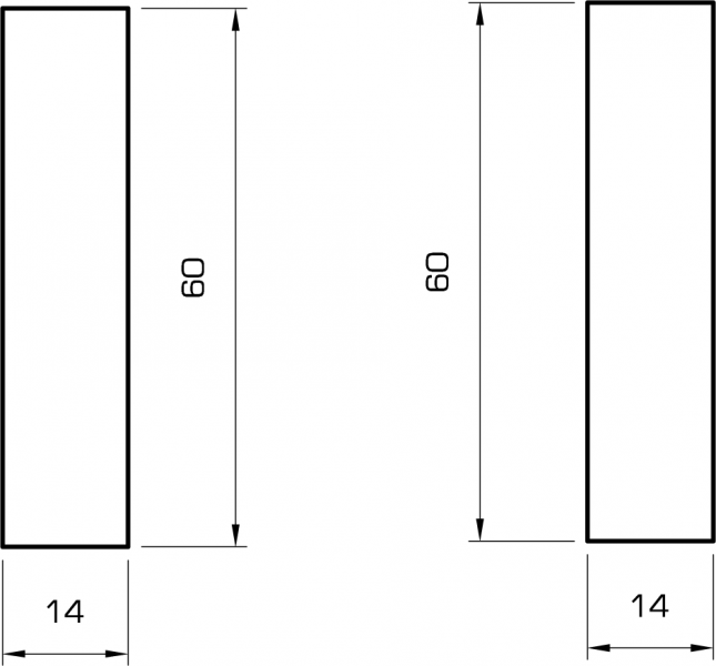 Rechteckleiste massiv weiß 14x60