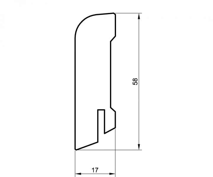 mdf weisse Sockelleiste 60mm gerundet