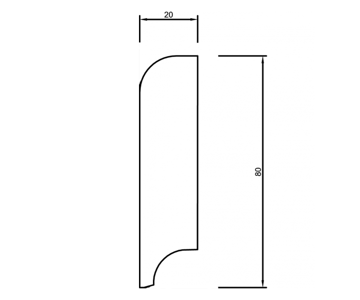 Sockelleiste massiv weiß 80mm gerundet