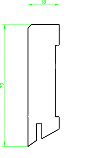 mdf weiße Sockelleiste 70mm eckig