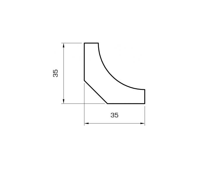 Hohlkehlleiste kiefer massiv weiss 35mm eckig