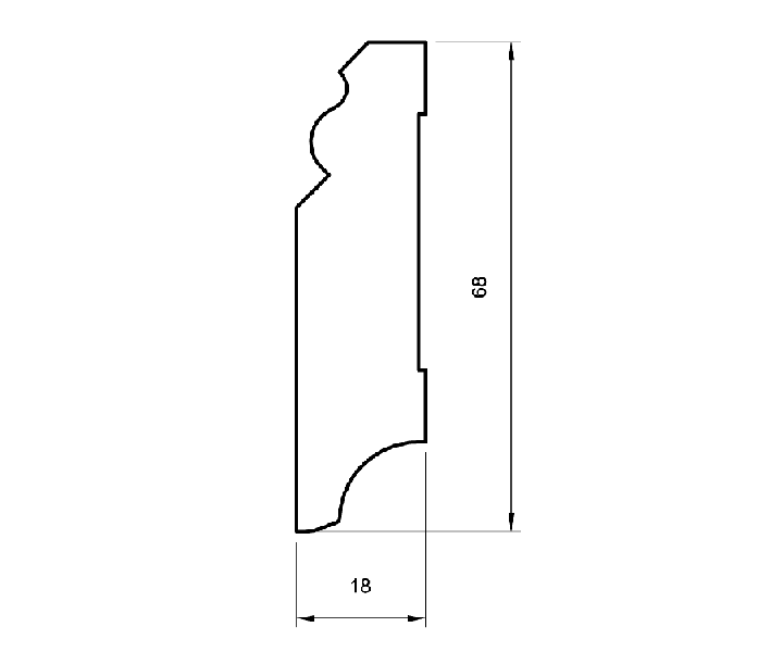 Sockelleiste massiv weiß 70mm profiliert