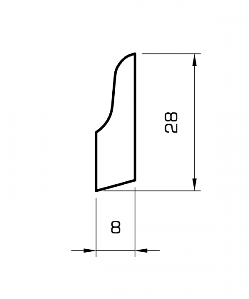 Sockelleiste kiefer massiv 30mm geschwungen