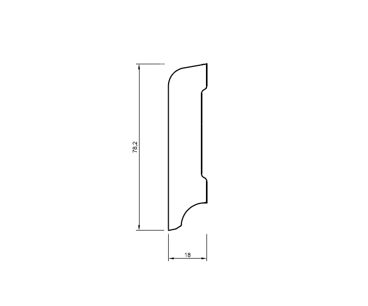 Sockelleiste massiv weiß 80mm gerundet