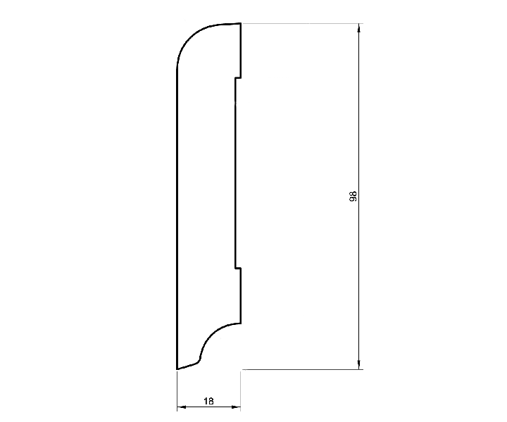 Sockelleiste weiß massiv 100mm gerundet