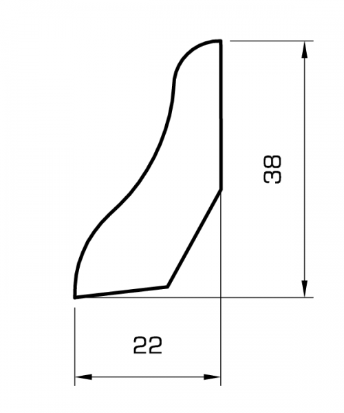 Sockelleiste massiv weiss 40mm geschwungen