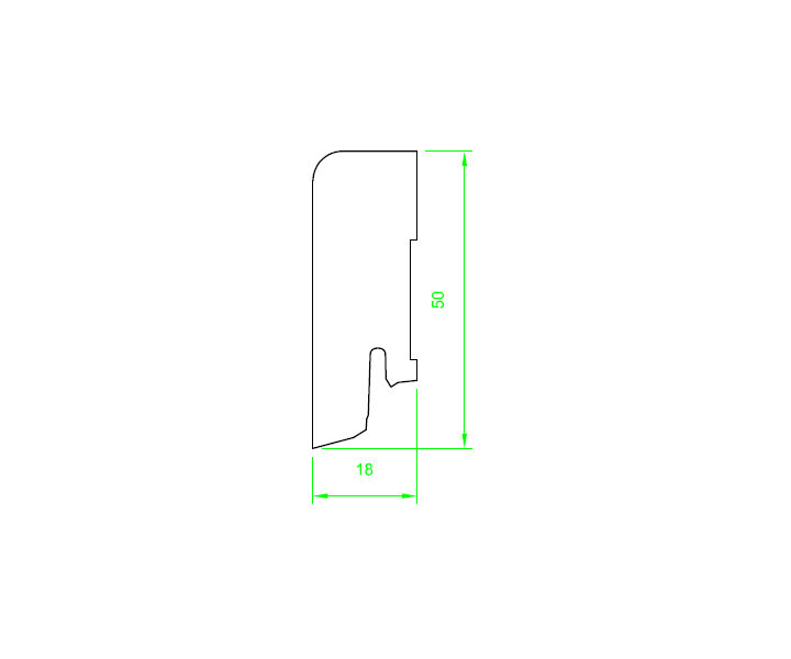 Furniersockelleiste Nuss 50mm eckig