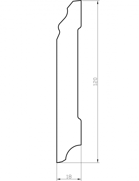 Sockelleiste Massiv Weiß 120mm profiliert