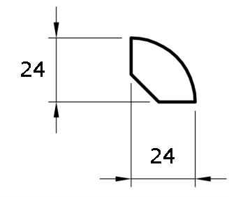 Viertelstab kiefer roh 24mm