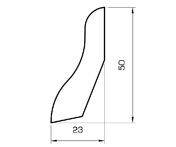 Sockelleiste eiche massiv 50mm geschwungen