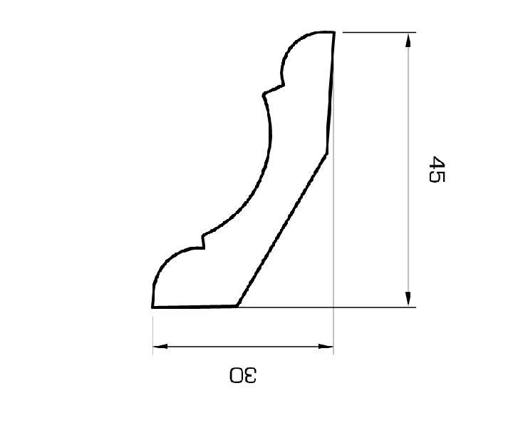 Sockelleiste eiche massiv 45mm geschwungen