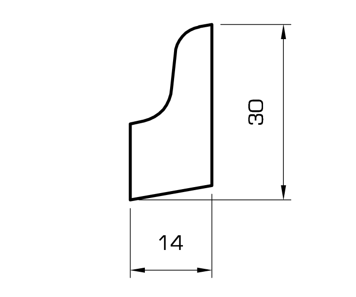 Sockelleiste kiefer massiv 30mm geschwungen