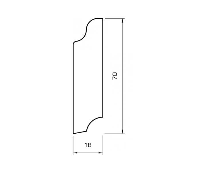Sockelleiste weissholz massiv 70mm profiliert