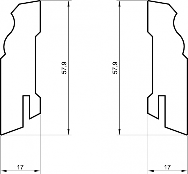 mdf weisse Sockelleiste 60mm profiliert